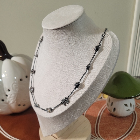 Karl Lagerfeld Black and Silver Necklace NWT - Picture 3 of 6